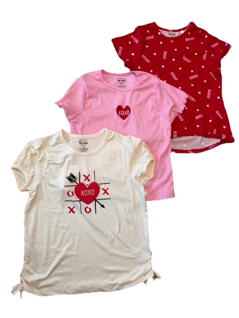 Pink Velvet Girls 3 Pack Of XOXO Shirts - Size L (14/16)